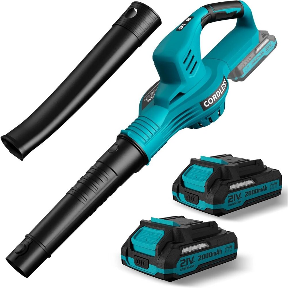 Leaf Blower Cordless - 21V Powerful Electric Leaf Blower with 2 Batteries and Ch